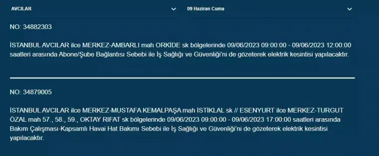 İstanbullular Dikkat! Yarın O İlçelerde Elektrik Kesintisi Var! 09 Haziran 2023 Cuma Elektrik Kesintisi 2